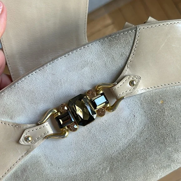 Giuseppe’s Zotti vintage beige green jeweled suede clutch - Picture 11 of 11